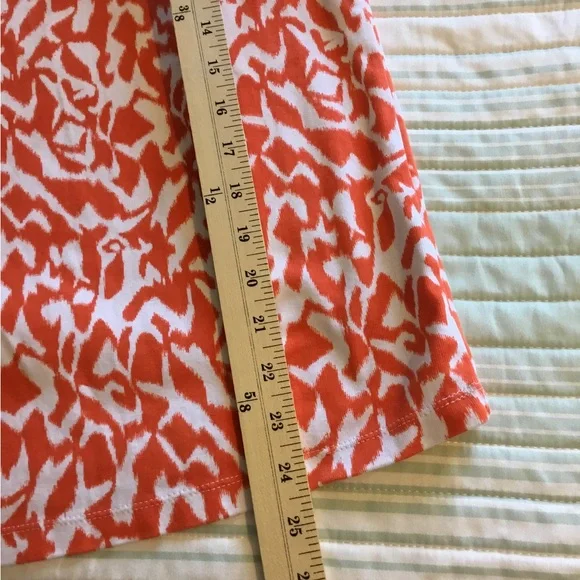 Rafaella Orange & White Patterned top Sleeveless, draped neck, stretchy Cotton - Picture 5 of 6